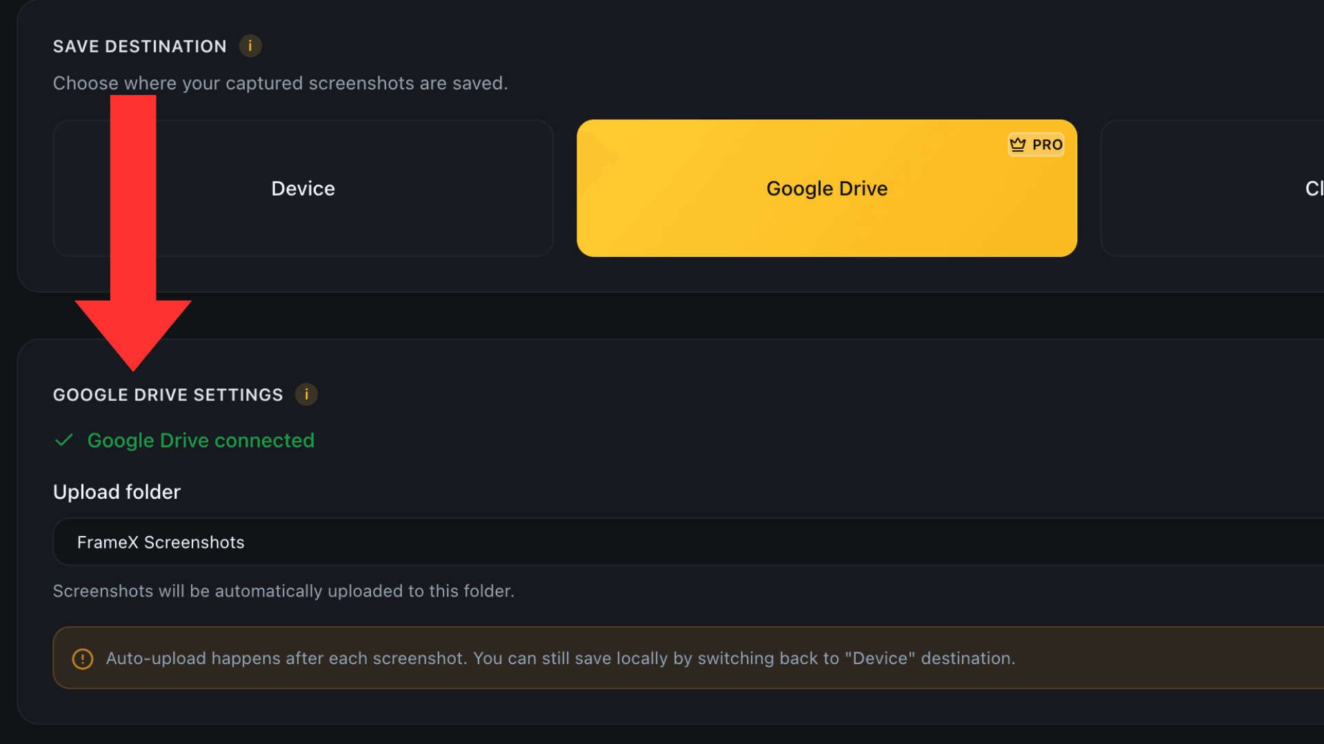 Screenshots → Google Drive in 1 second
